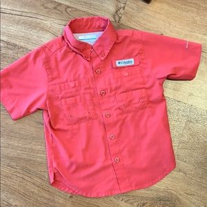 Red Boys Columbia Shirt Boys Size xxs 4/5